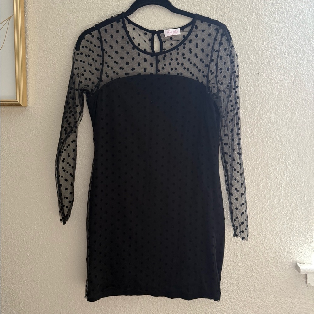 Pink Lily Mesh Polka Dot Dress